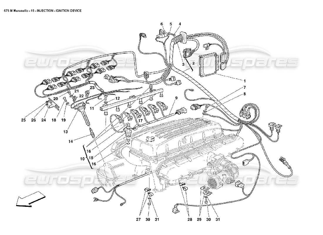 ferrari 575m maranello diagrama de piezas del dispositivo de encendido por inyección