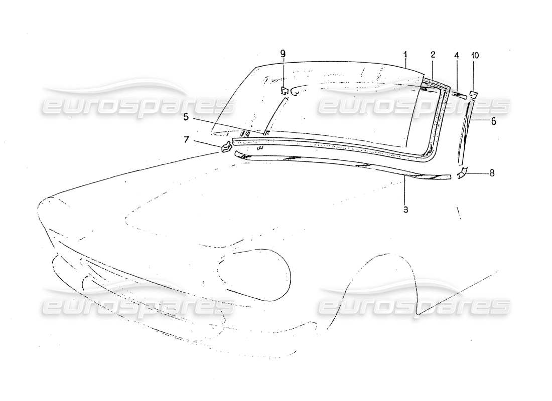 ferrari 330 gt 2+2 (coachwork) pantalla frontal - adornos diagrama de piezas