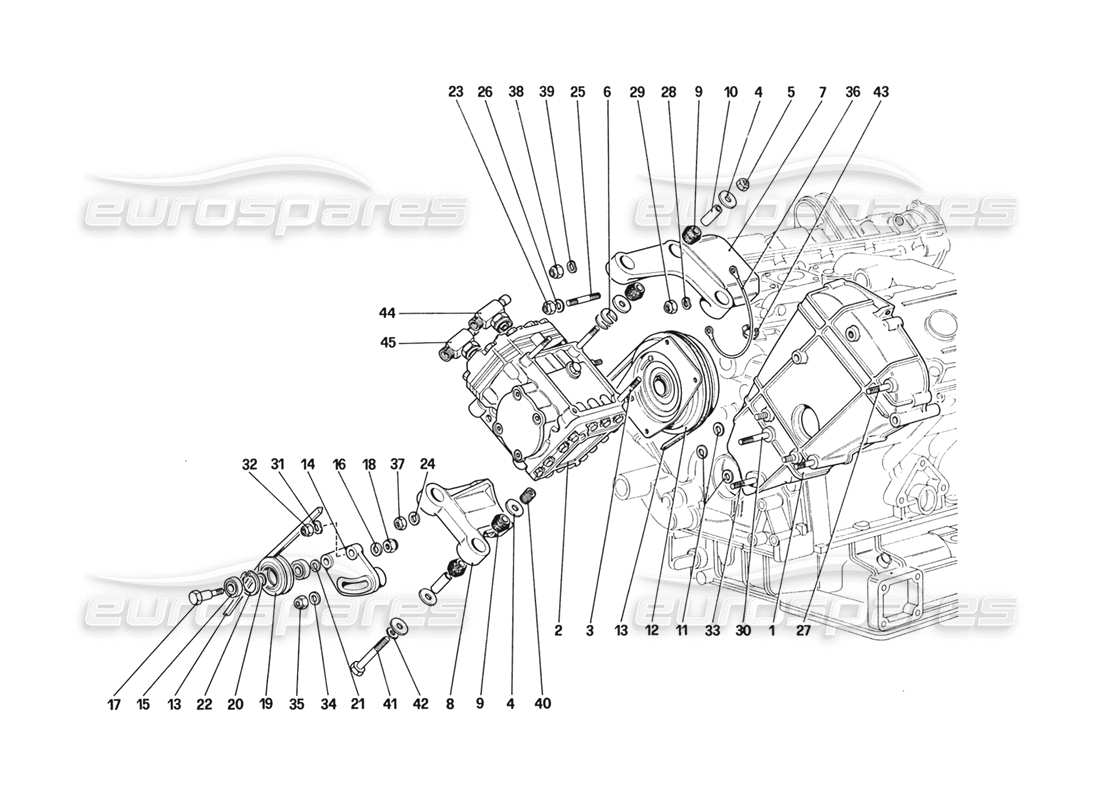 ferrari 328 (1988) diagrama de piezas del compresor y controles del aire acondicionado (para versiones ee. uu. y sa)