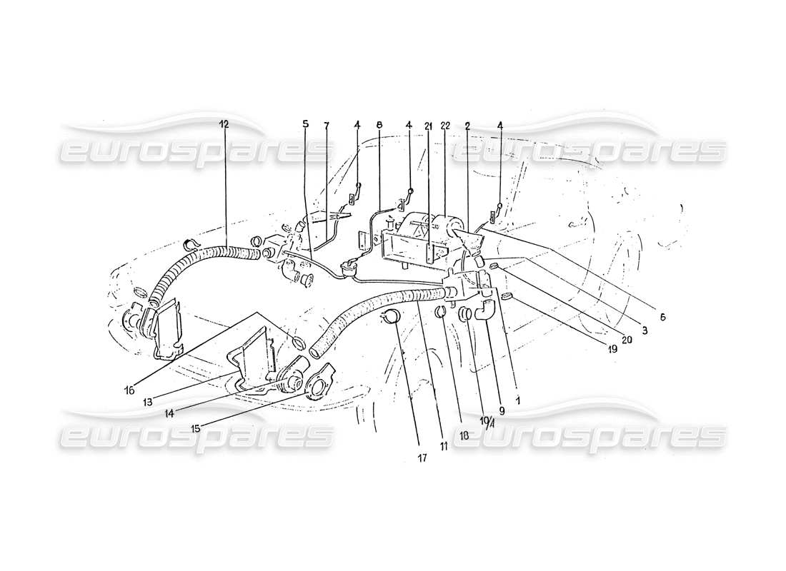 ferrari 365 gtc (coachwork) diagrama de piezas de matriz de calefacción y ventilación