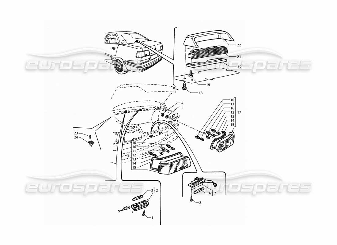 maserati qtp. 3.2 v8 (1999) luces traseras diagrama de piezas