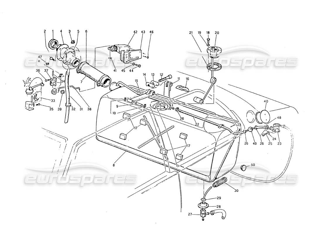maserati biturbo 2.5 (1984) diagrama de piezas del tanque de combustible