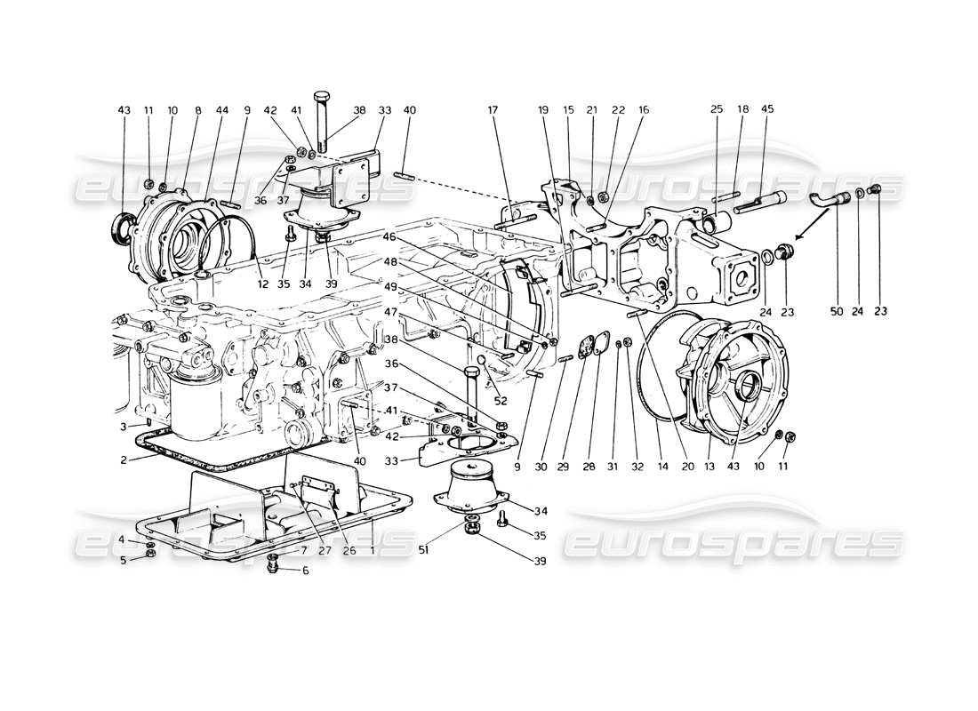 ferrari 365 gt4 berlinetta boxer caja de cambios - diagrama de piezas de soportes y cubiertas