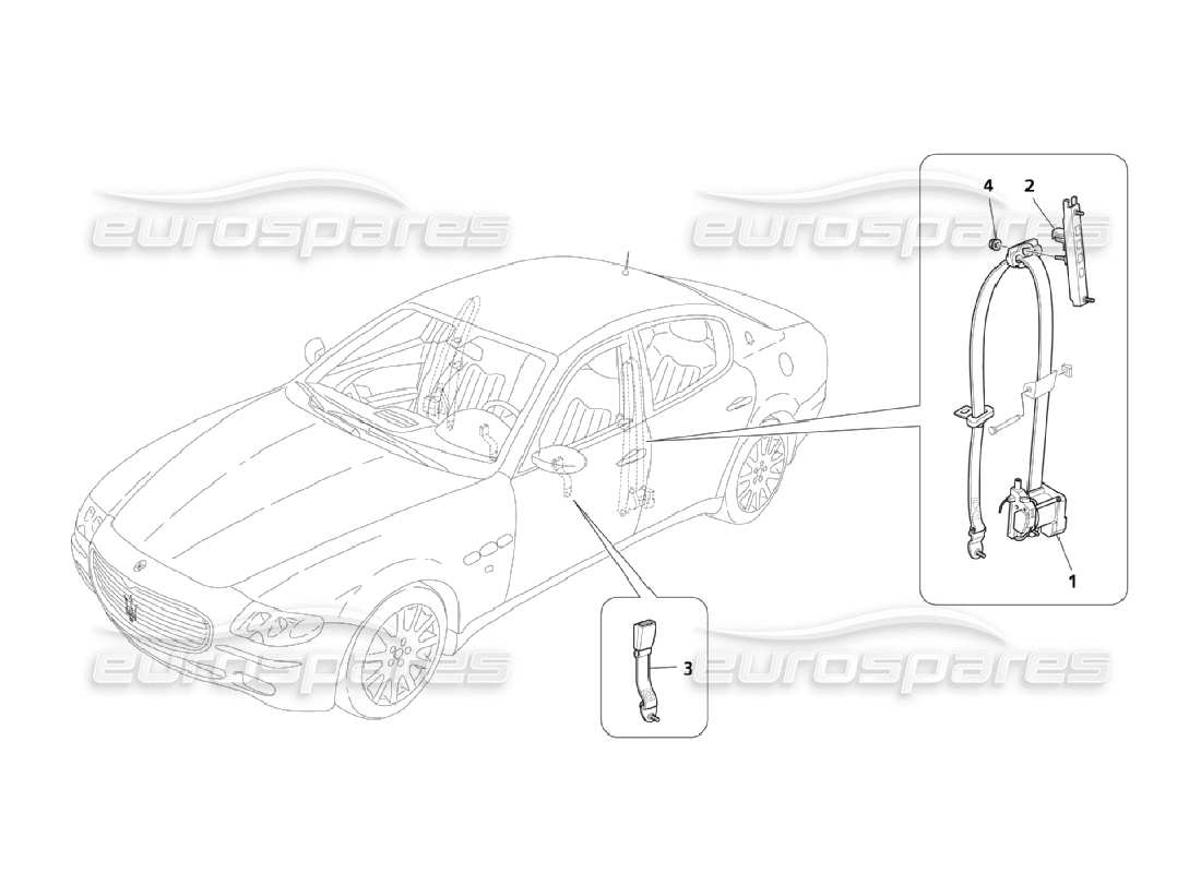 maserati qtp. (2006) 4.2 cinturones de seguridad delanteros diagrama de piezas