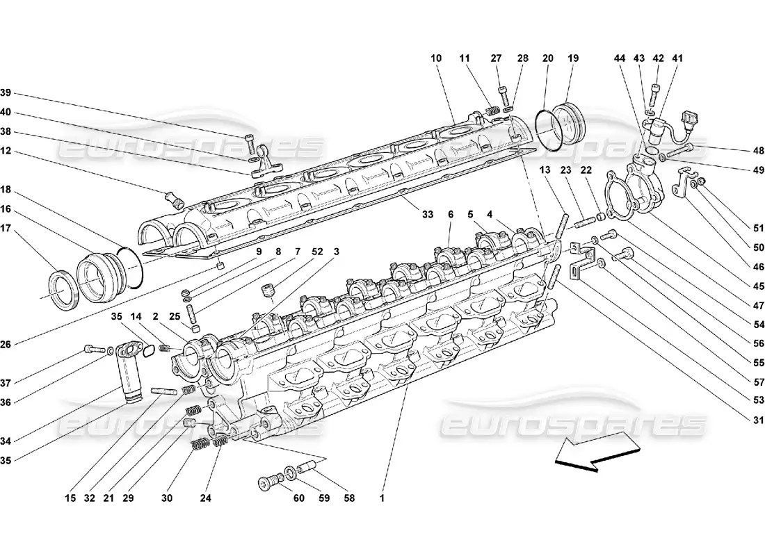 ferrari 550 maranello diagrama de piezas de la culata del cilindro derecho