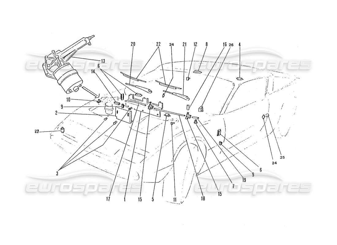 ferrari 365 gtc4 (coachwork) limpiaparabrisas diagrama de piezas