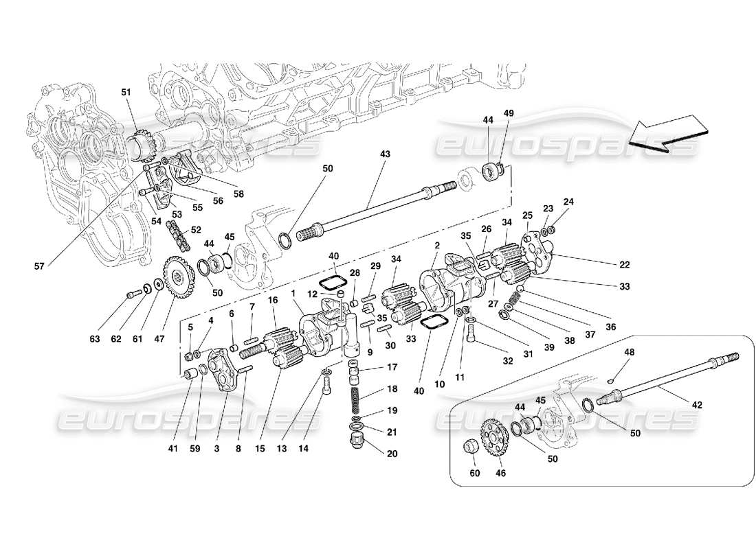 ferrari 456 gt/gta lubricación - bombas de aceite diagrama de piezas