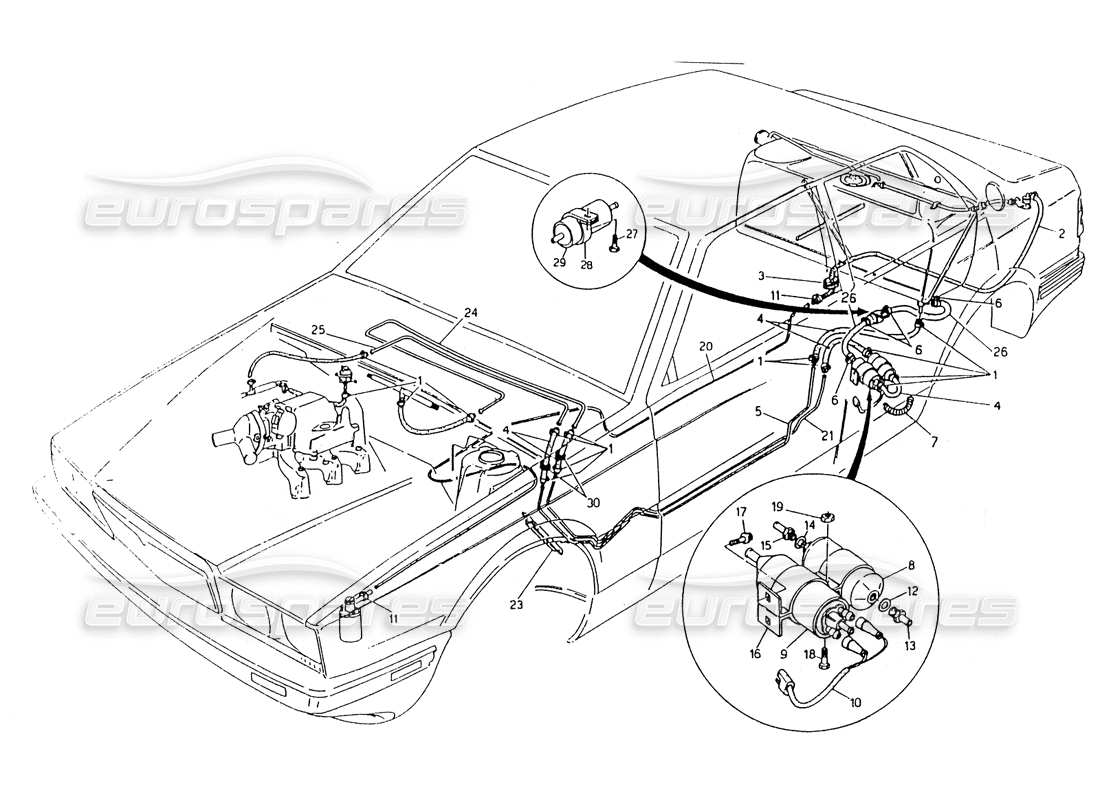 maserati 418 / 4.24v / 430 tuberías de combustible diagrama de piezas