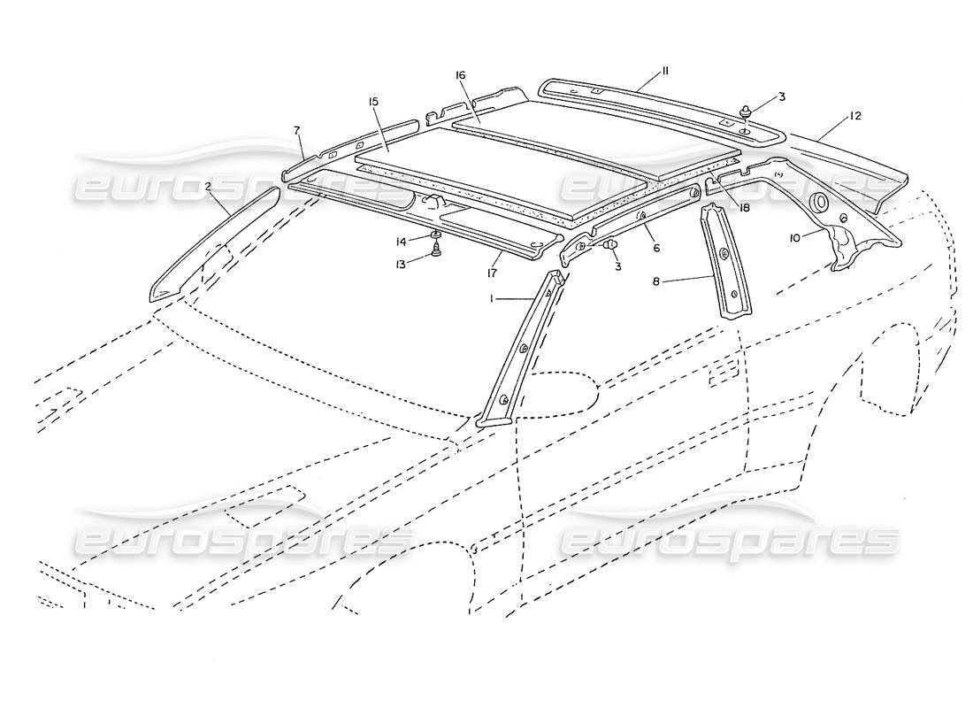 maserati ghibli 2.8 (non abs) techo, molduras interiores diagrama de piezas