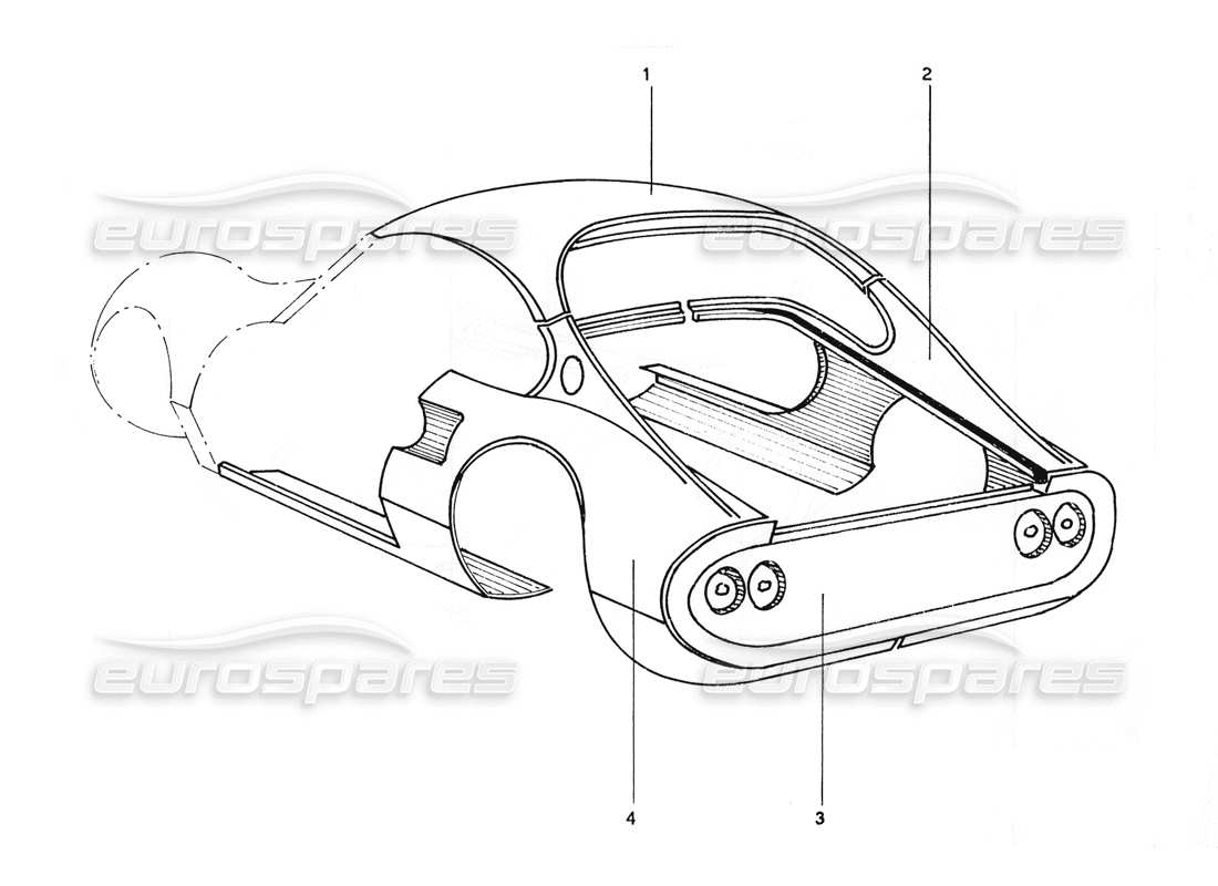 ferrari 206 gt dino (coachwork) trabajo de carrocería en la parte trasera diagrama de piezas