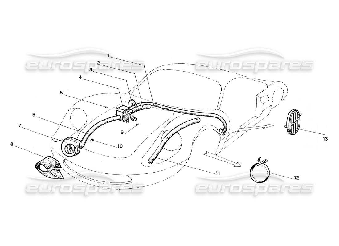 ferrari 206 gt dino (coachwork) matriz de calentadores y sopladores diagrama de piezas