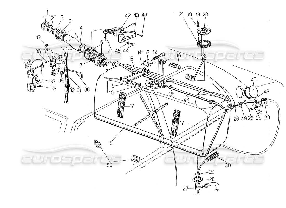 maserati 418 / 4.24v / 430 depósito de combustible diagrama de piezas