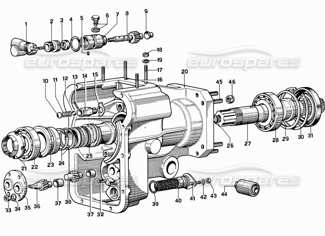 ferrari 365 gt 2+2 (mechanical) diagrama de piezas de la carcasa de la caja de cambios trasera