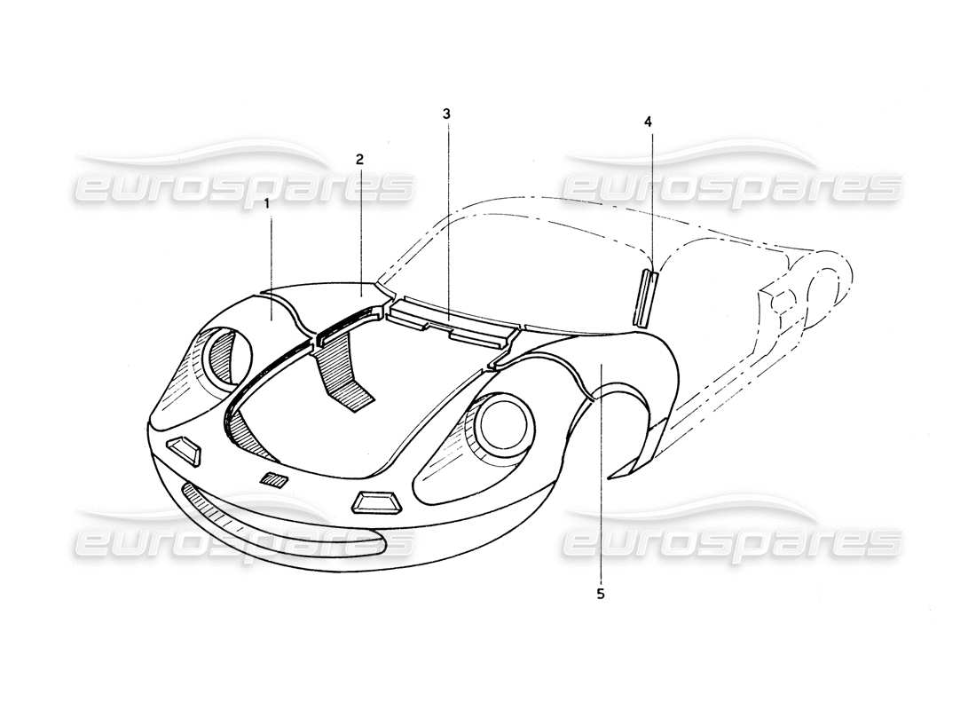 ferrari 206 gt dino (coachwork) trabajo de carrocería frontal diagrama de piezas