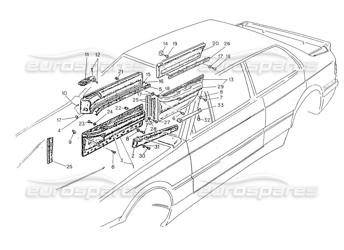 maserati 418 / 4.24v / 430 puertas y molduras internas diagrama de piezas