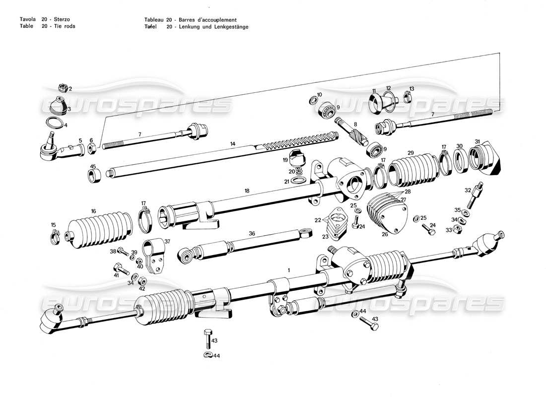 maserati merak 3.0 diagrama de piezas de tirantes