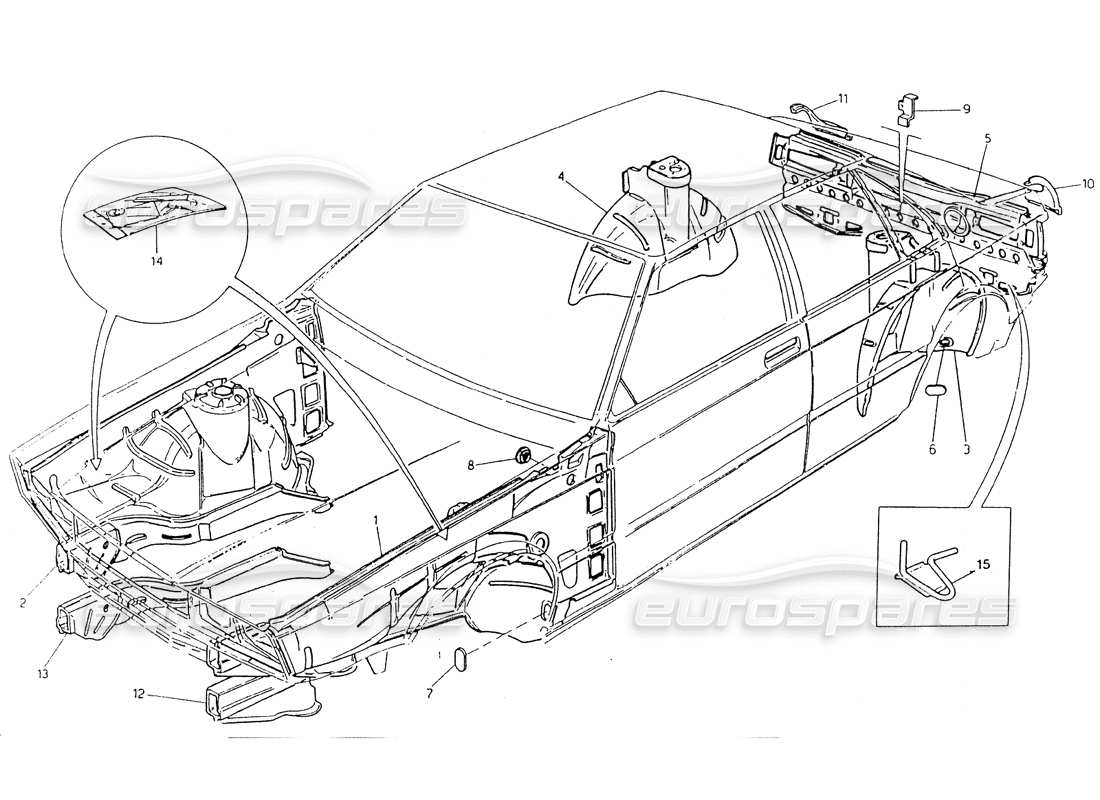 maserati 418 / 4.24v / 430 carrocería-marco interno diagrama de piezas