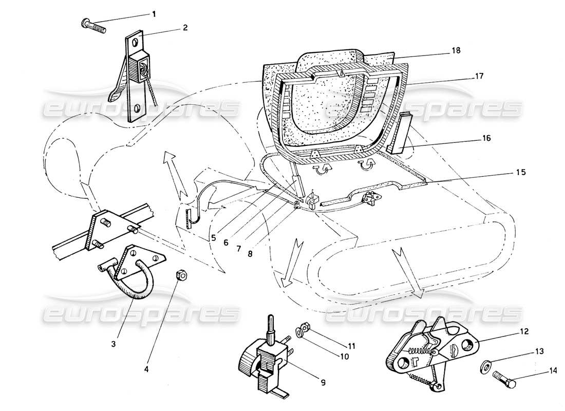 ferrari 206 gt dino (coachwork) cubierta del motor diagrama de piezas