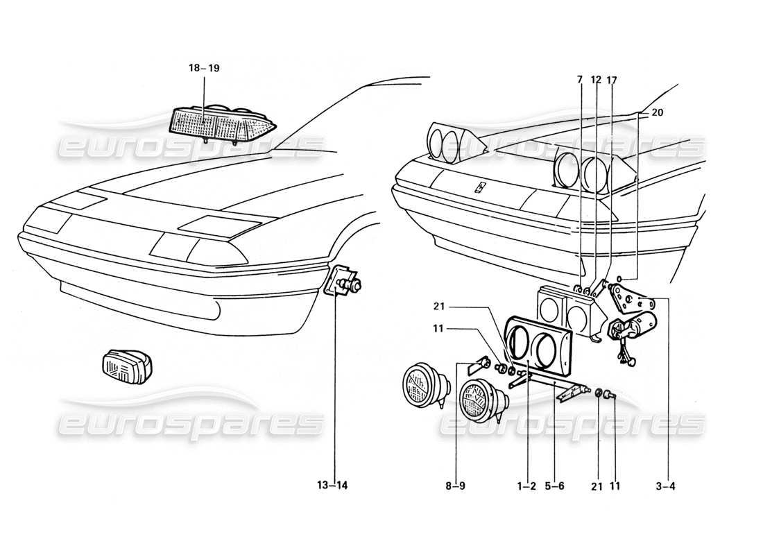 ferrari 412 (coachwork) luces delanteras diagrama de piezas