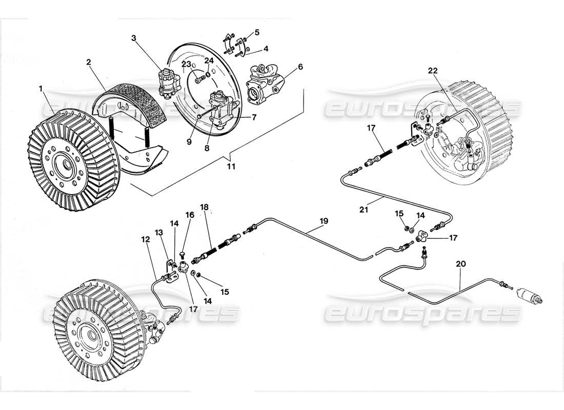 lamborghini lm002 (1988) diagrama de piezas del freno trasero