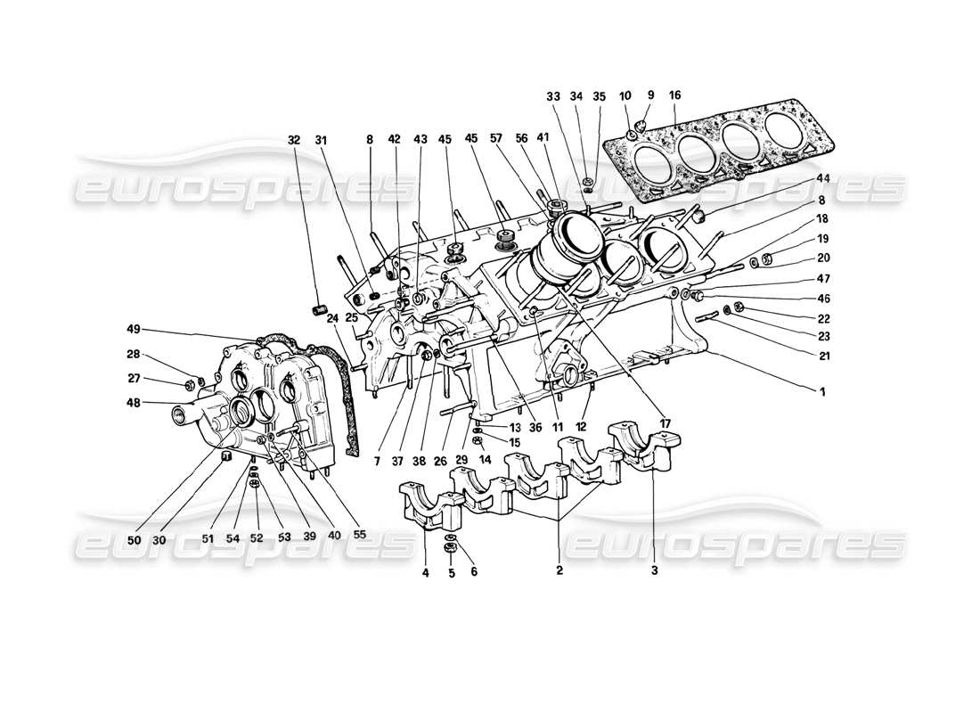 ferrari mondial 3.2 qv (1987) crankcase diagrama de piezas