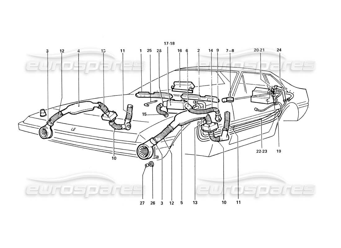 ferrari 412 (coachwork) diagrama de piezas de calentadores de aire y sopladores