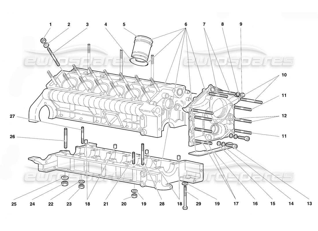 lamborghini 1994 | diablo vt cárter y montaje inferior diagrama de piezas