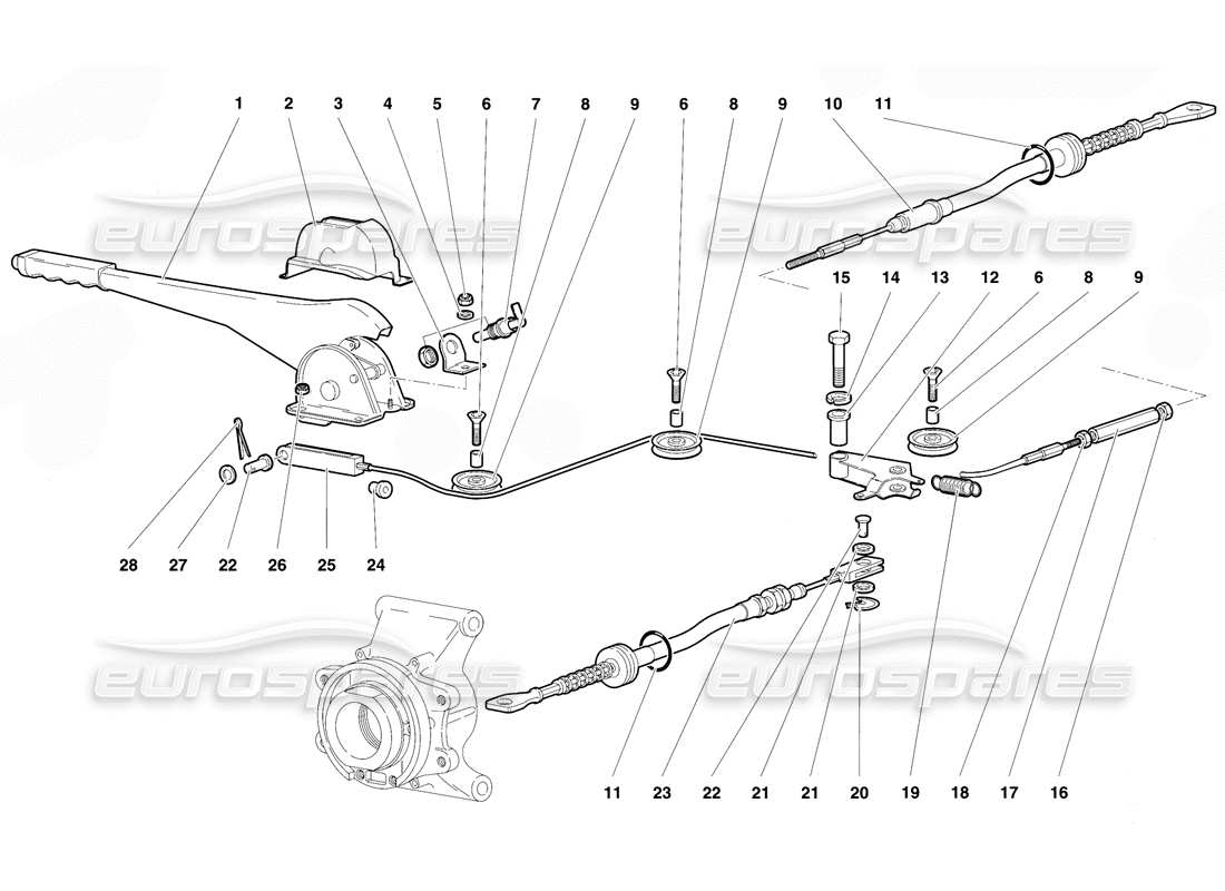 lamborghini diablo vt (1994) freno de mano diagrama de piezas