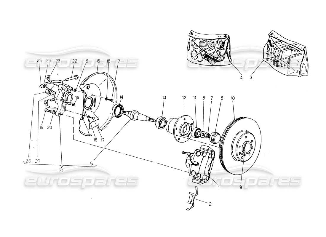 maserati 418 / 4.24v / 430 bujes y frenos delanteros diagrama de piezas