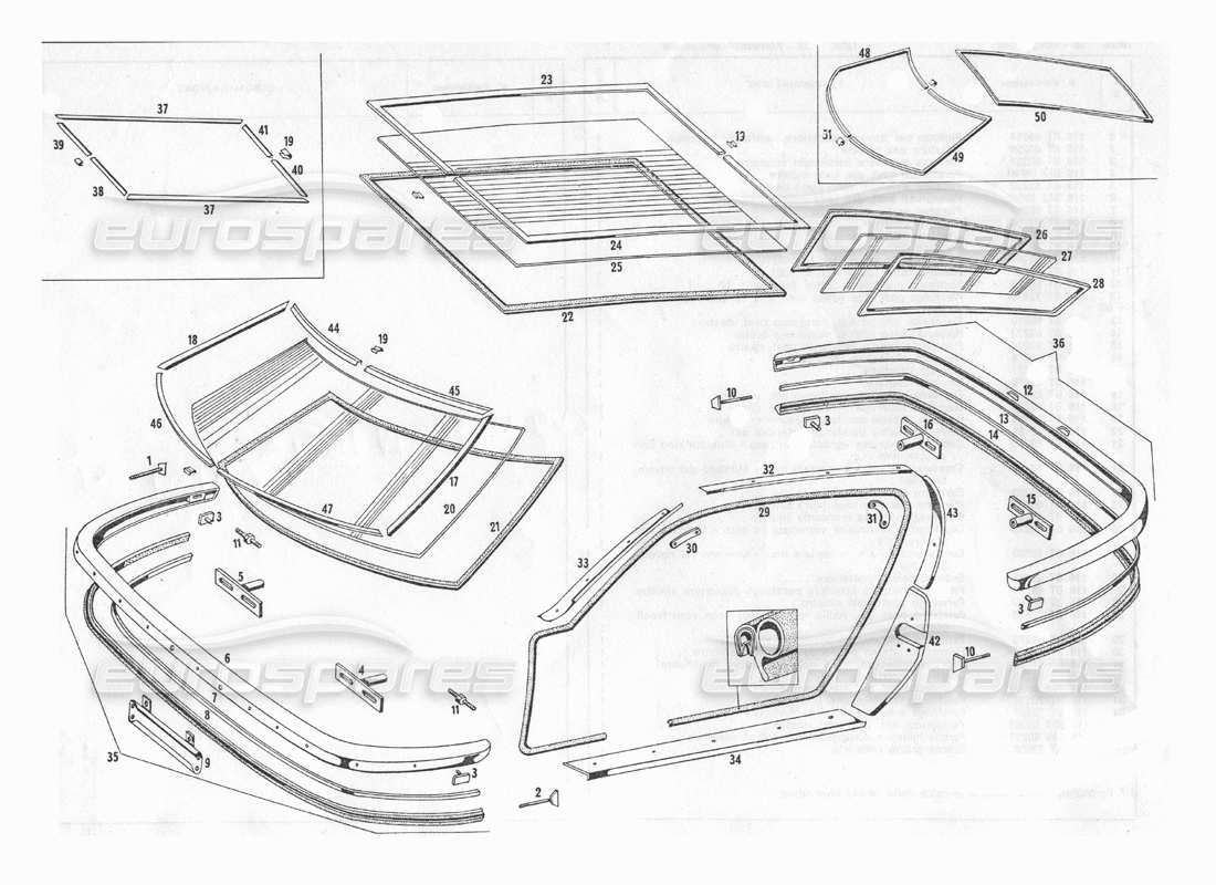 maserati indy 4.2 parachoques y gafas diagrama de piezas