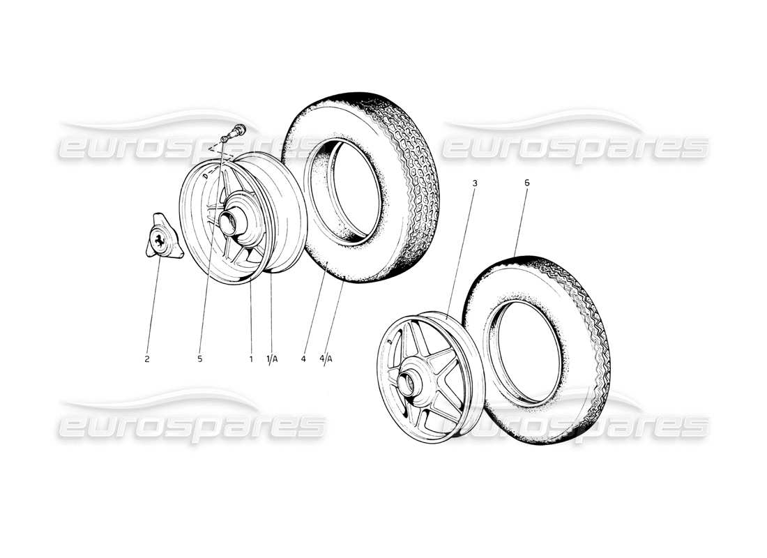 ferrari 512 bb diagrama de piezas de ruedas