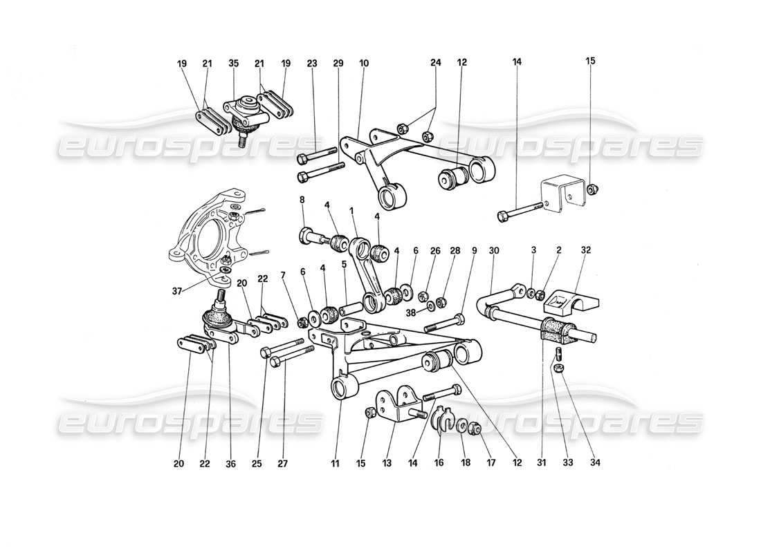 ferrari 288 gto suspensión f ront - horquillas diagrama de piezas