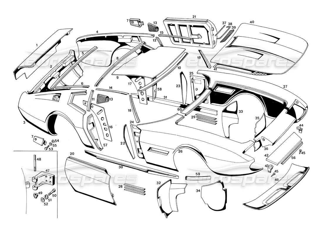 maserati ghibli 4.7 / 4.9 carrocería diagrama de piezas