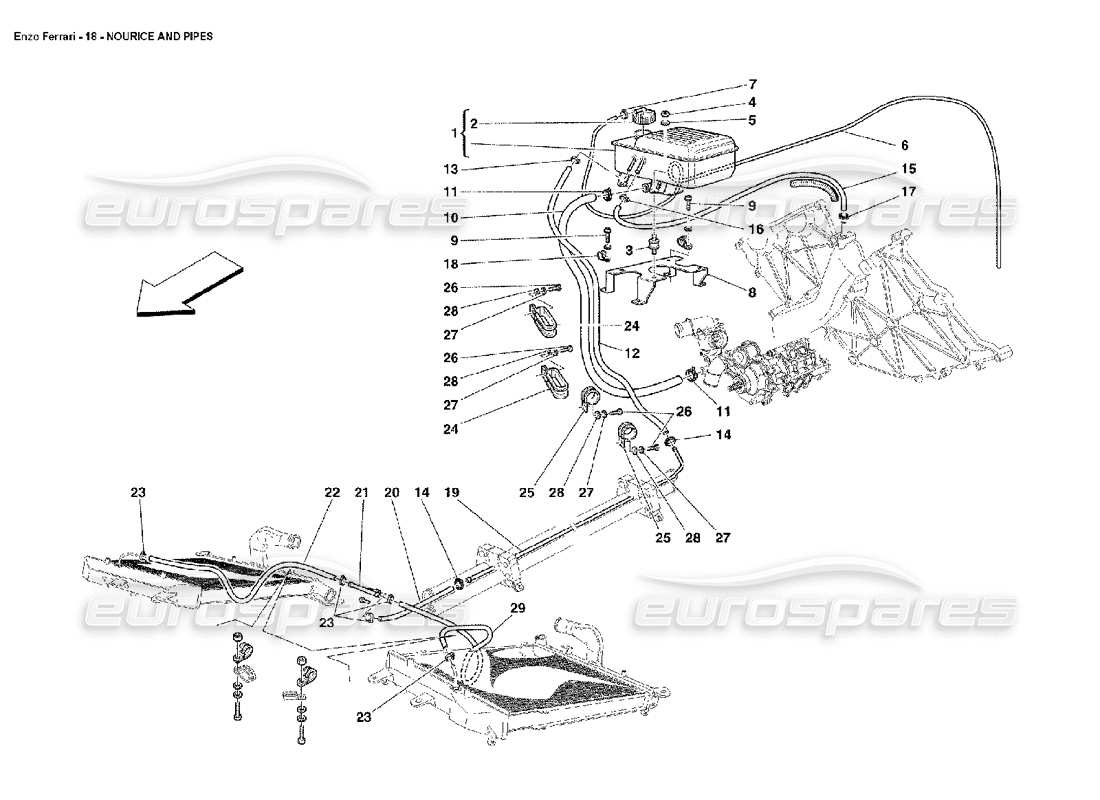 ferrari enzo nourice y tuberías diagrama de piezas