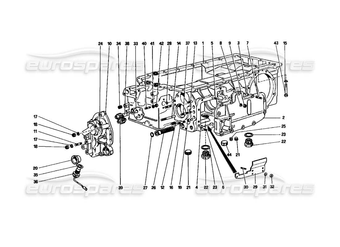 ferrari 512 bbi diagrama de piezas de la caja de cambios