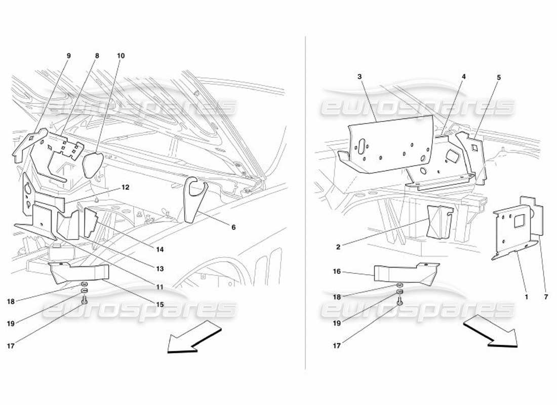 ferrari 575 superamerica aislamientos ignífugos compartimento motor -válido para gd- esquema de piezas