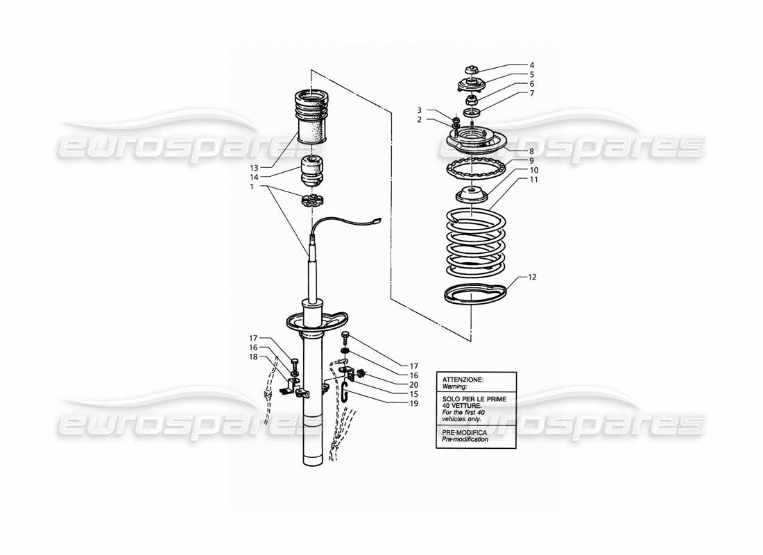 maserati qtp. 3.2 v8 (1999) diagrama de pieza del amortiguador delantero (premodificación)