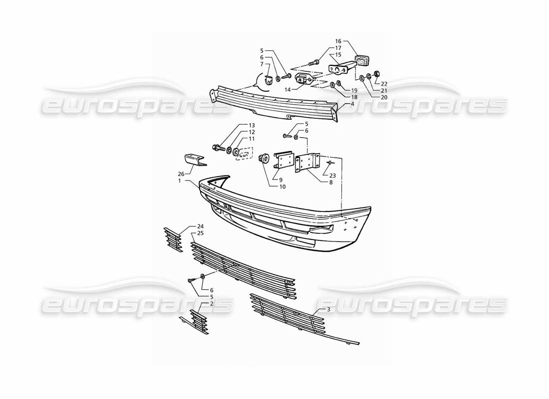 maserati qtp. 3.2 v8 (1999) parachoques delantero diagrama de piezas