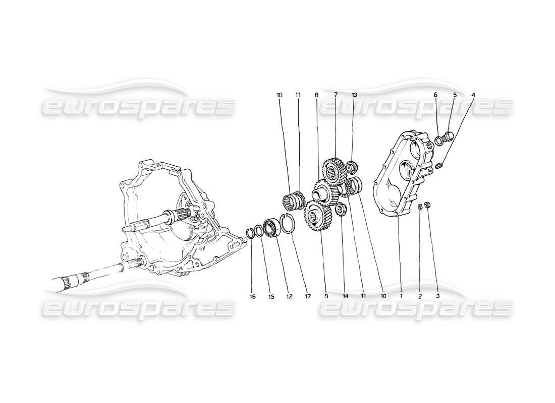 ferrari 208 gt4 dino (1975) transmisión de caja de cambios diagrama de piezas