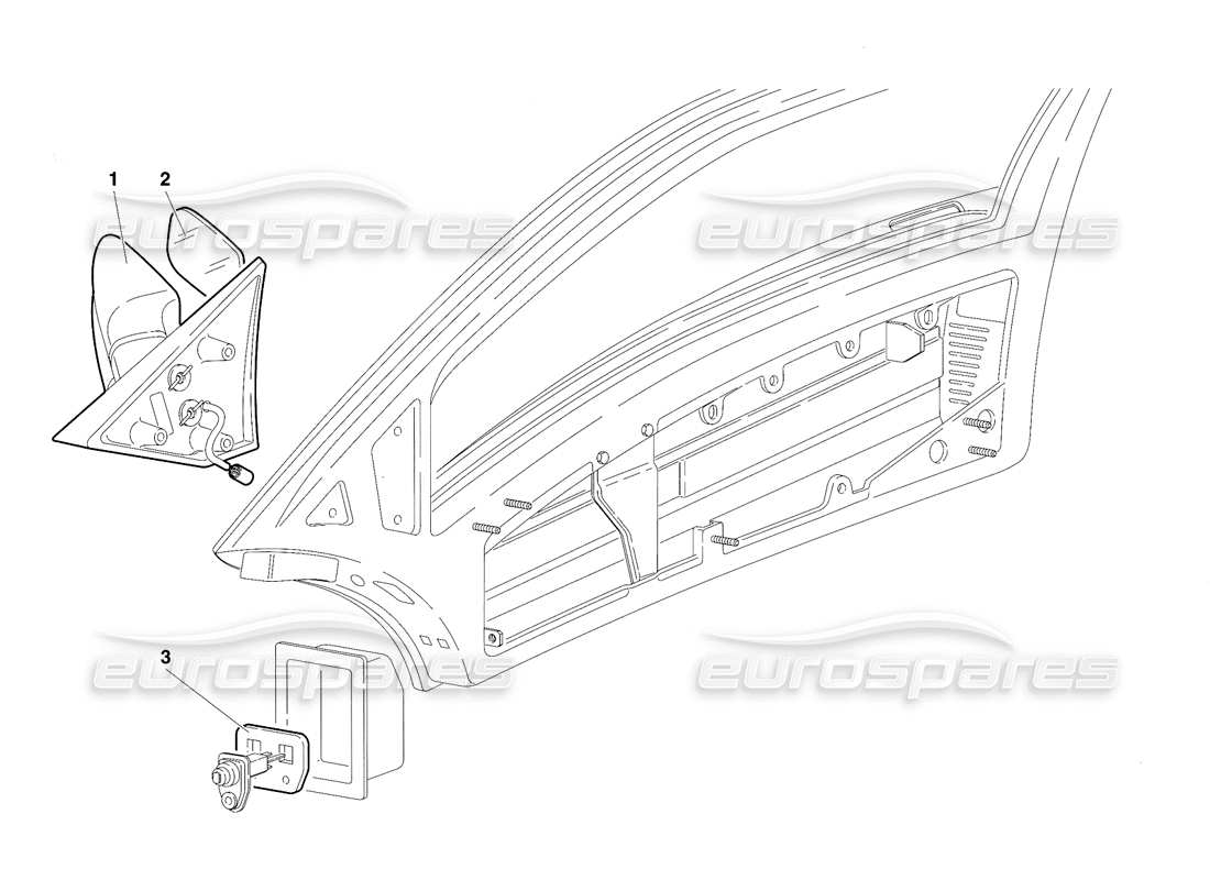 lamborghini diablo vt (1994) diagrama de piezas de puertas (válido para la versión de ee. uu., 1994 de abril)