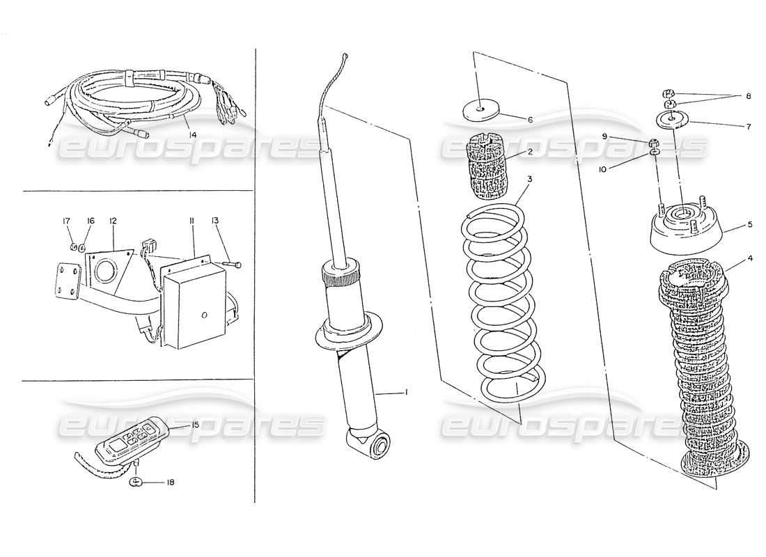 maserati ghibli 2.8 (non abs) diagrama de piezas del amortiguador trasero del ajustador electrónico