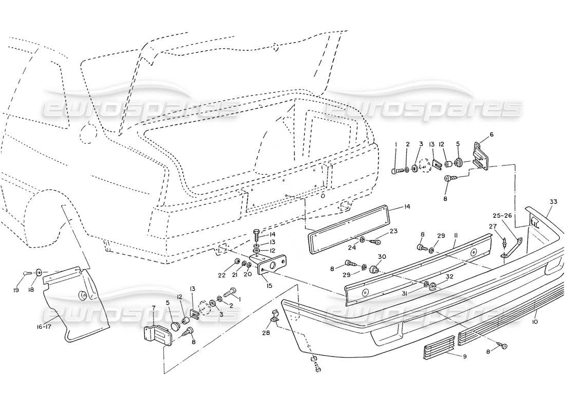 maserati ghibli 2.8 (non abs) parachoques trasero diagrama de piezas