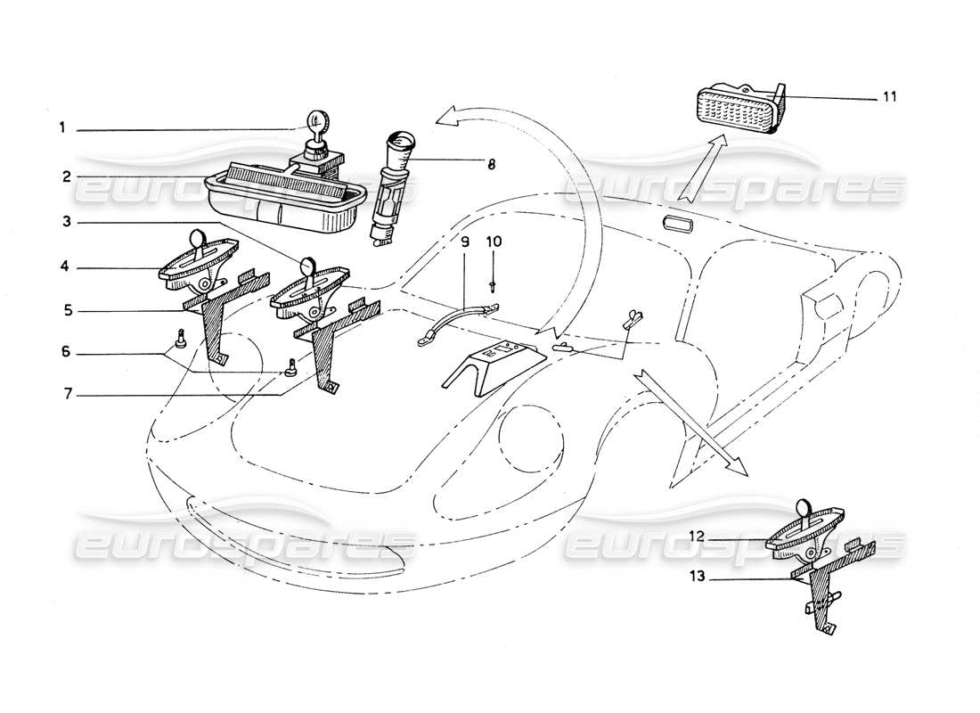ferrari 206 gt dino (coachwork) deslizadores del calentador diagrama de piezas