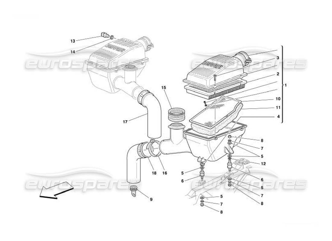 ferrari 550 barchetta diagrama de piezas de entrada de aire