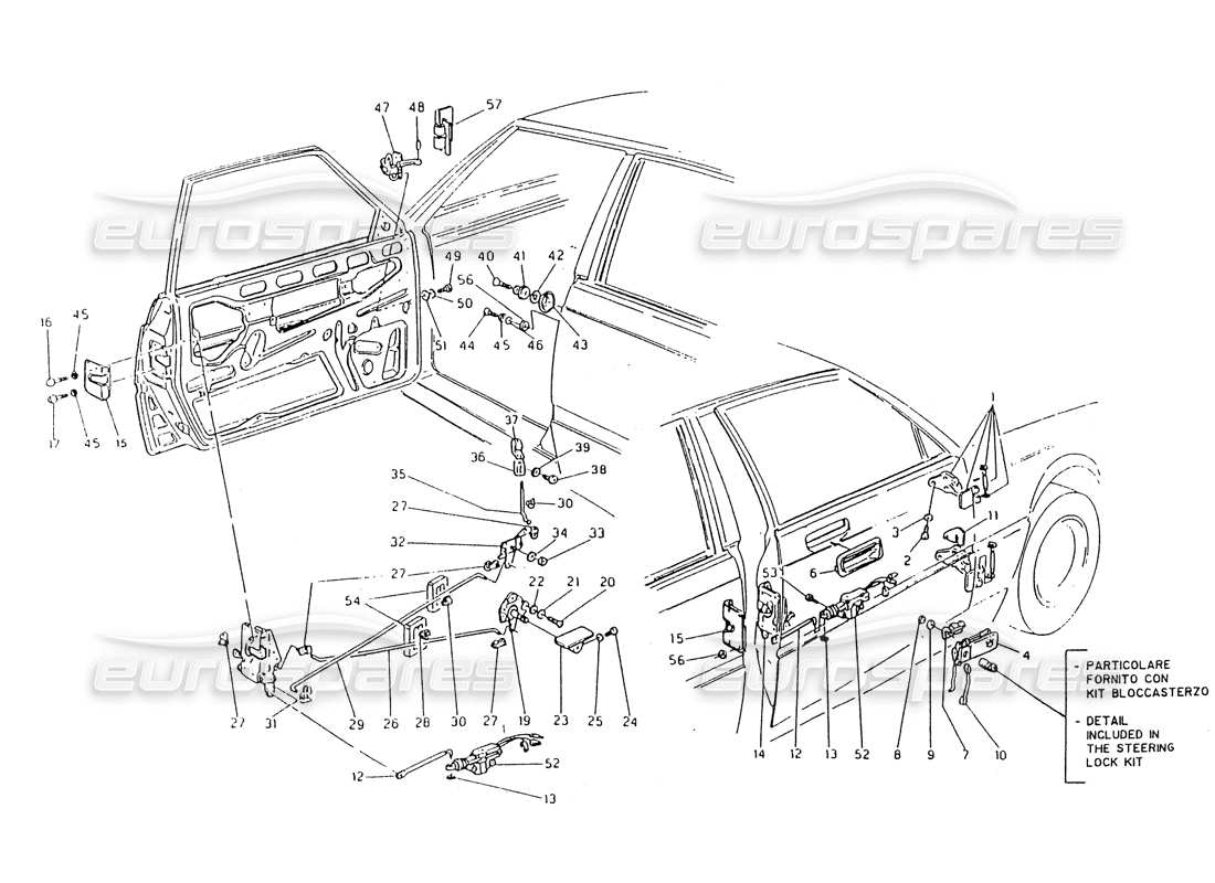maserati 418 / 4.24v / 430 puertas delanteras diagrama de piezas