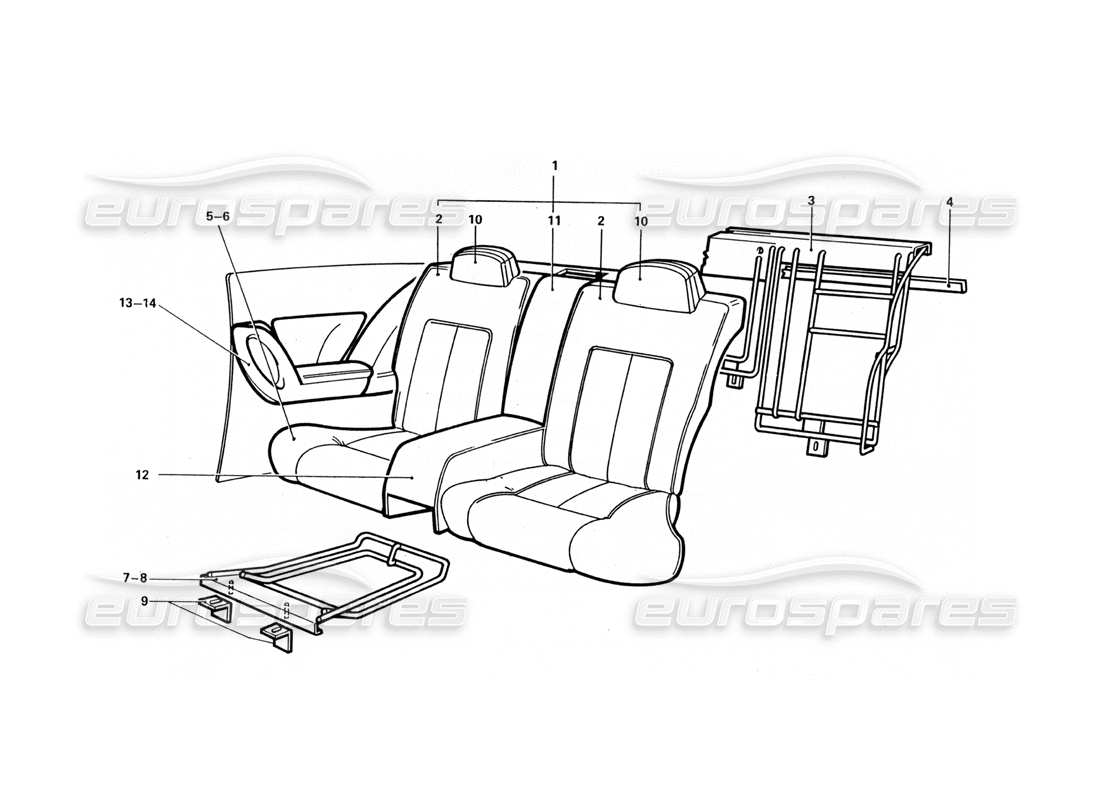 ferrari 412 (coachwork) asientos traseros diagrama de piezas