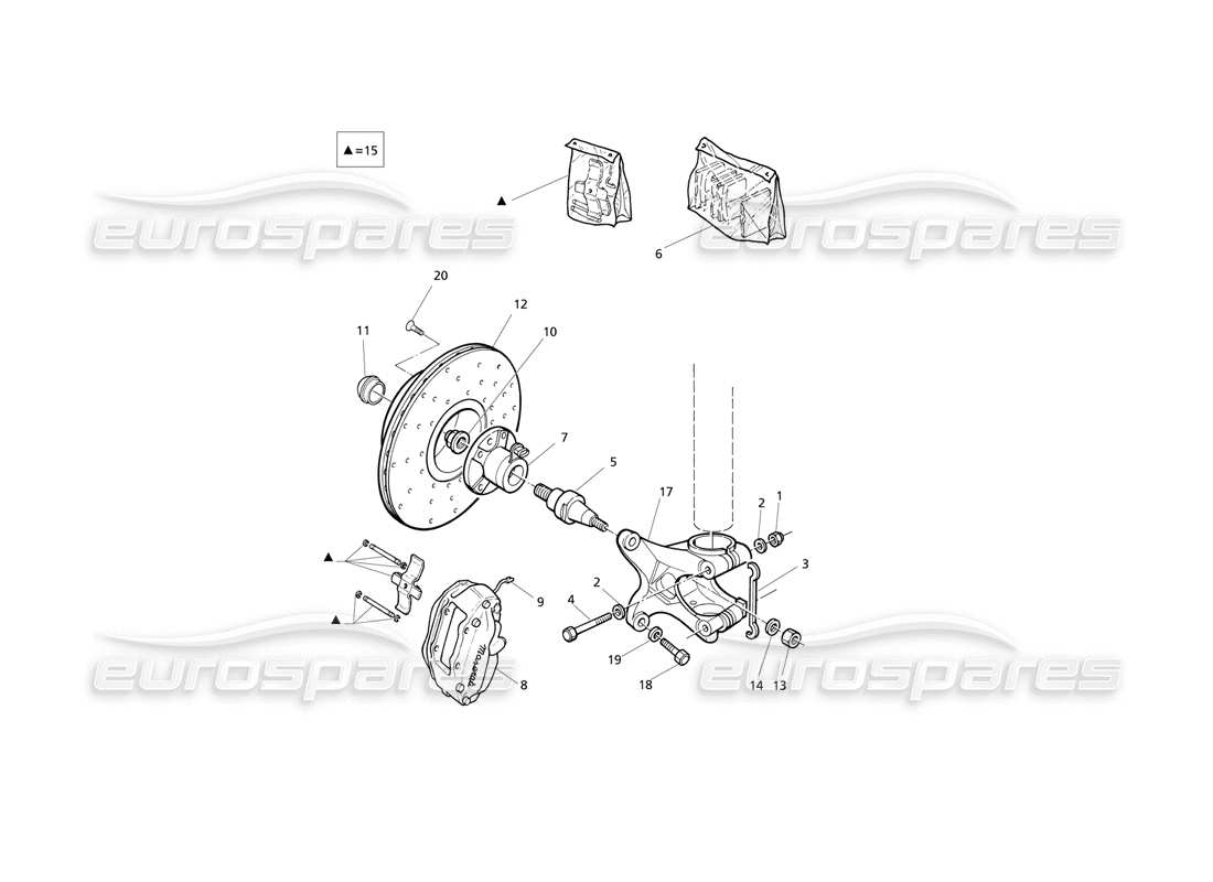 maserati qtp v6 evoluzione diagrama de piezas de bujes y frenos delanteros con abs