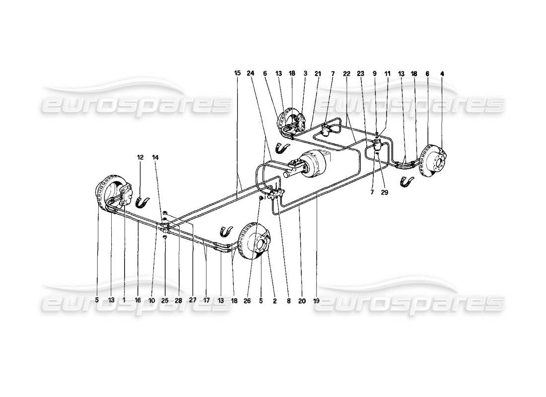 ferrari 400i (1983 mechanical) sistema de frenos diagrama de piezas