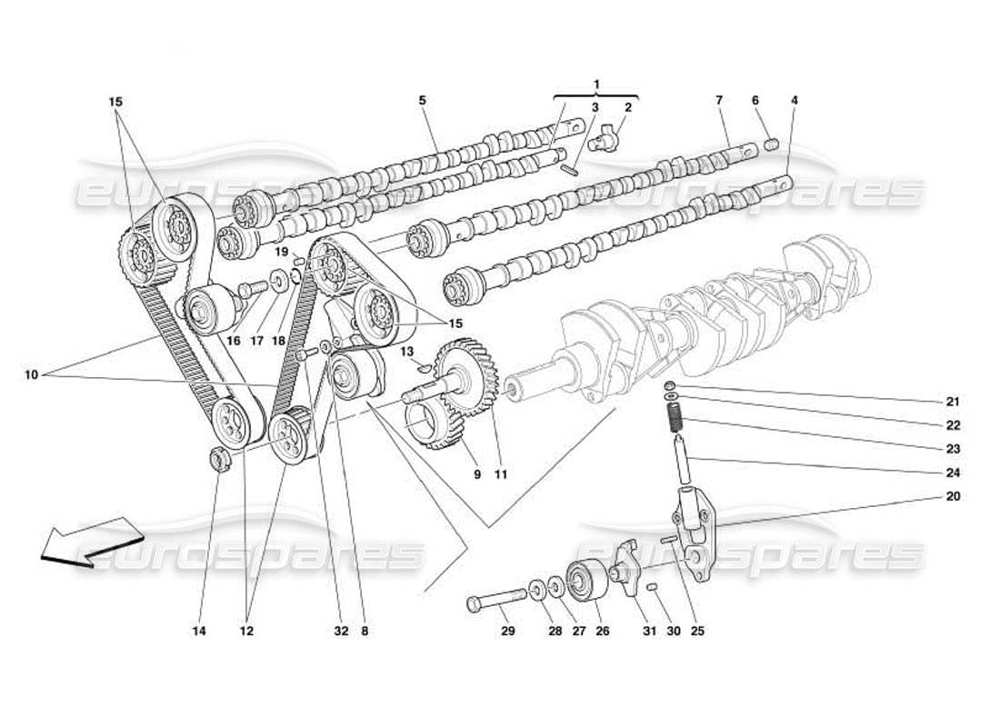 ferrari 550 barchetta sincronización: diagrama de piezas de controles