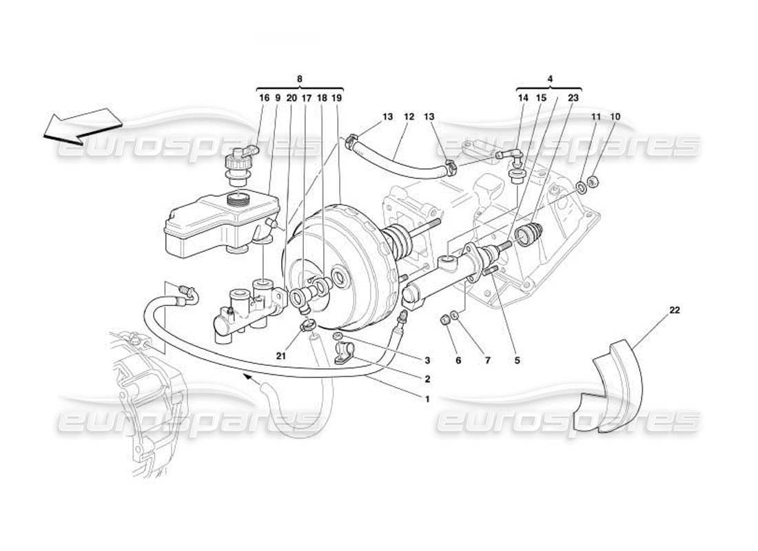 ferrari 550 barchetta diagrama de piezas del sistema hidráulico de freno y embrague